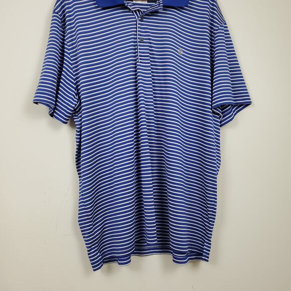 IZOD POLO GOLF SHIRT MEN'S SIZE XXL LOGO STRIPED BLUE WHITE SHORT SLEEVES CASUAL - Picture 4 of 15